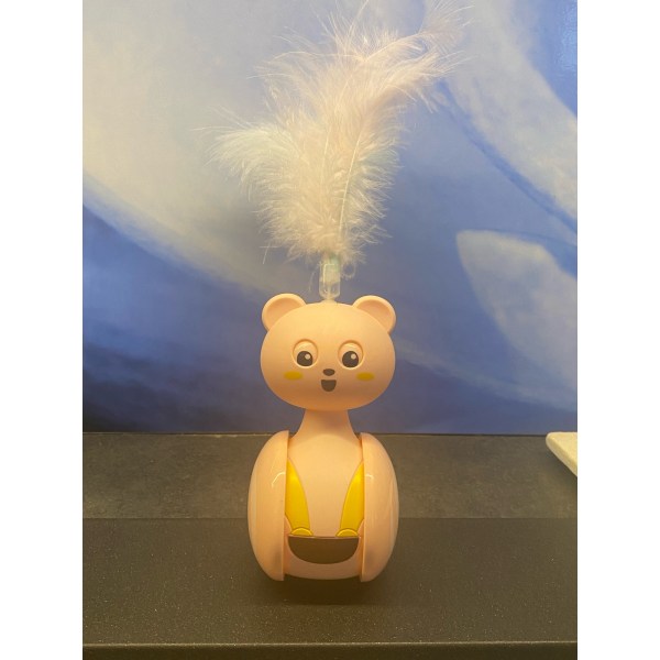 Kattelegetøj Rolling Teaser Feather Wand Rotating Ball pink feather