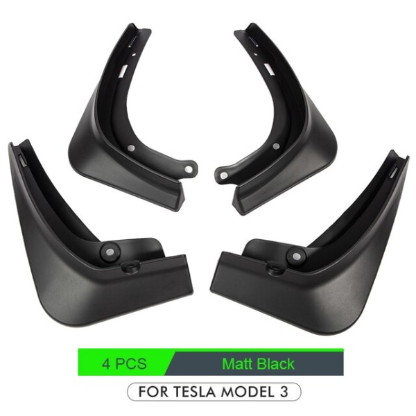 4 STK Stænkklapper til Tesla Model 3 Forreste Stænkskærme Fender Kit Matte black Model 3