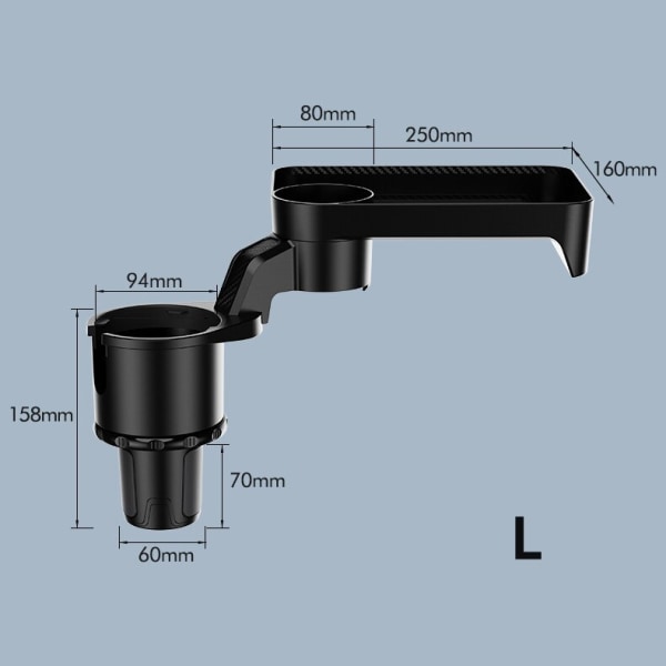 Bilmugghållare Expanderadapter 360° Roterande tallrikbricka black large