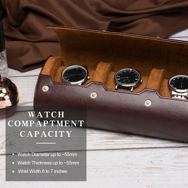 Watch Box Cow Leather Travel Wrist Smycken Förvaring black 24.5×10.2×7.3CM