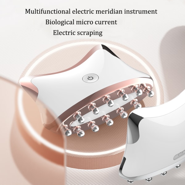 Microcurrent Guasha Anti-wrinkle Beauty Relaxation Massager silver+white 98*78*32mm