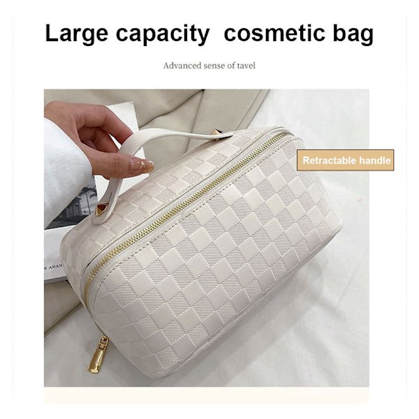 Stor kapacitet Snygg läder kosmetisk bärbar resväska white 25*12*12cm