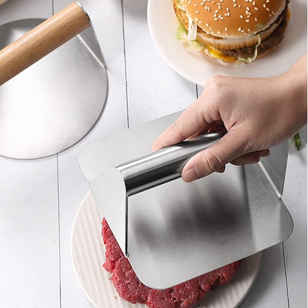 304 rustfrit stål non-stick kød oksekød grill burger presse patty maker køkkenudstyr circular