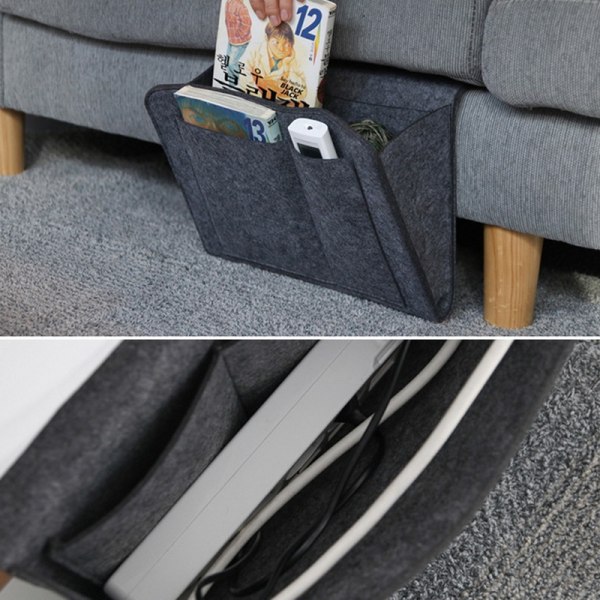 Förvaringsväska i filt på sängen Pouch Bed Skrivbordsväska dark gray 320x200x100mm