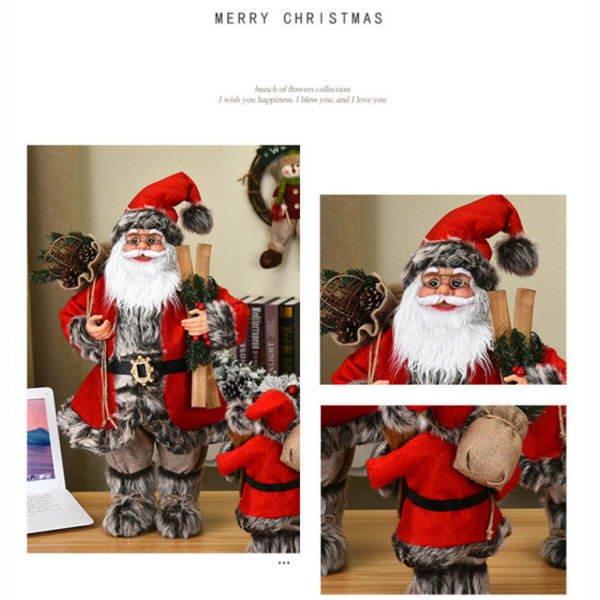 Joulupukin hahmo Perinteinen seisova jouluhahmo Santa 30cm