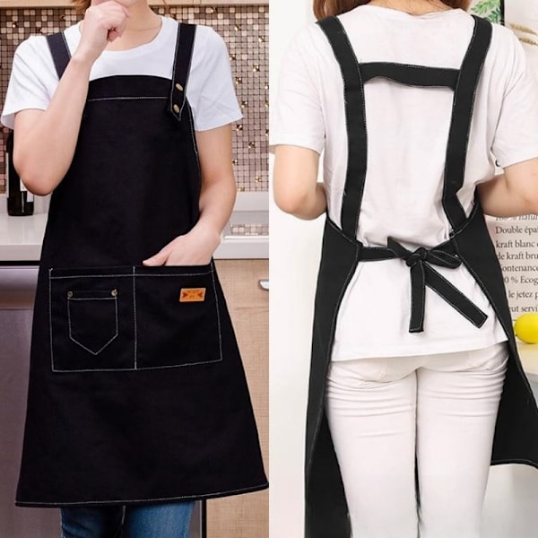 Kanvasesiliina Kulutusta kestävä, helppo puhdistaa Retro Fashion -käsienpesutyövaatteet Black