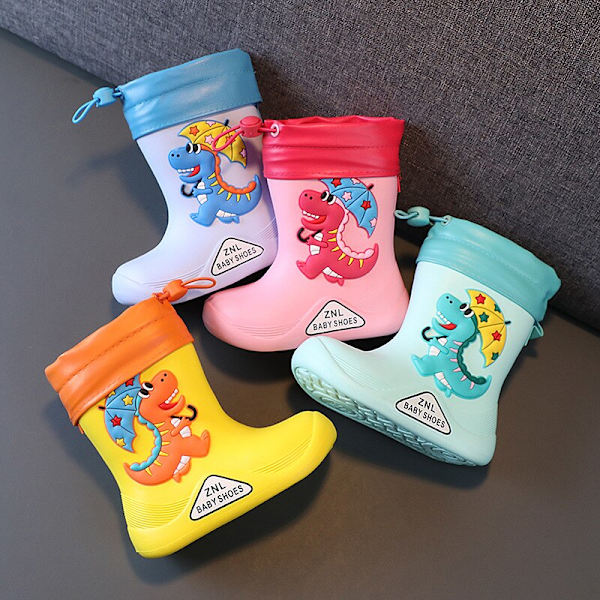 EVA Irrotettavat Pehmoiset Sadesaappaat Pojat Tytöt Toddler Vedenpitävät Lasten kengät green plush insole 16cm