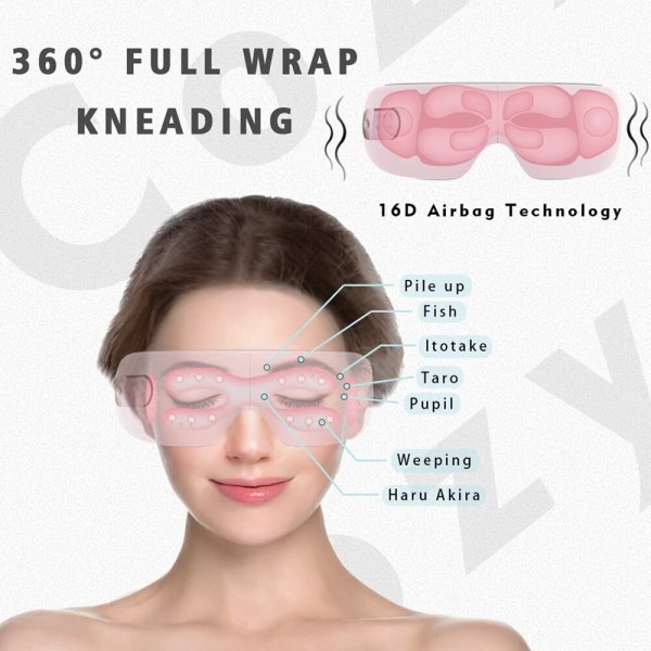 Elektrisk øjenmassager med varme - Intelligent øjenbeskytter pink 32*3cm