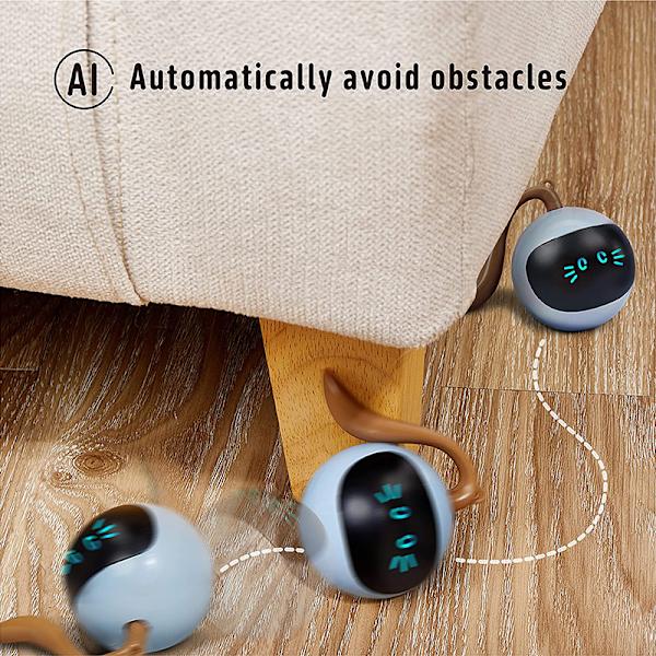 Färgglada LED självroterande boll Smarta interaktiva kattleksaker yellow diameter 48mm
