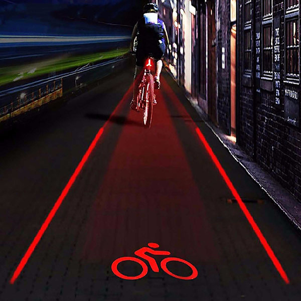 Laser- ja LED-takapyörän takavalon turvavaroitusvalo red+black 8.6x3.1x4 .9cm