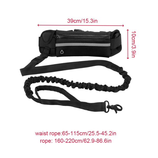 Reflekterende kæledyrssnor Elastik Hånd Frit Jogging Hunde Træk Rope Running Talje Pack 01-red