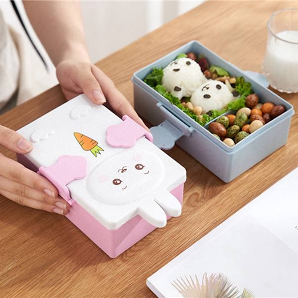 Ympäristöystävällinen sarjakuva Rabbit Bear -lasten lounaslaatikko pink rabbit