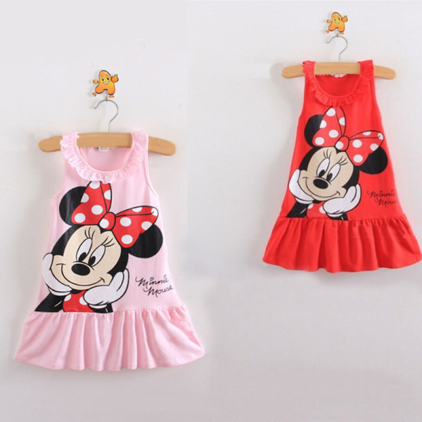 Minnie Mouse Cartoon Print Baby Barn Flickor Klänning pink 110cm