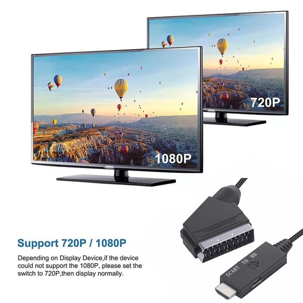 Kabel til SCART til HDMI-omvandlar DVD HD-TV-videoadapterkabel
