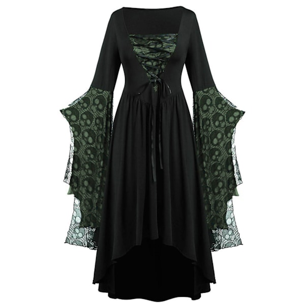 Vuxen Punk Gothic Häxa Karneval Cosplay Dräkt Häxa Vampyr Festklänning Halloween Green S