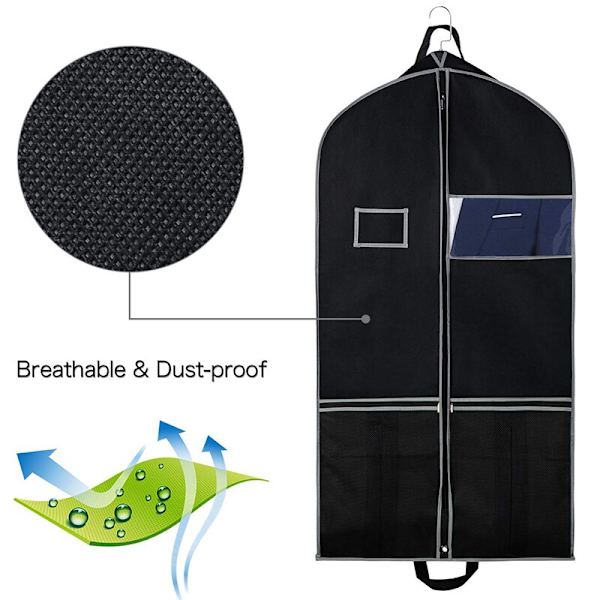 Travel Woven Fabric Mekkolaukku Pukulaukku Vaatelaukku Suuri mesh black 2pcs
