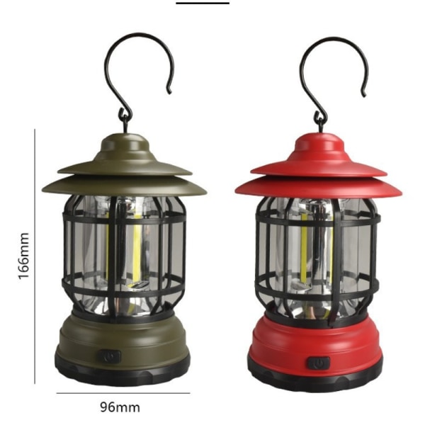 LED campinglykta hängande tältlampa Retro bärbar lampa Army green battery type