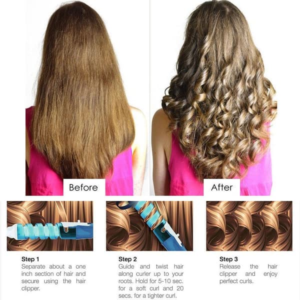 Hair Curler Roller Magic Spiral Curling pink
