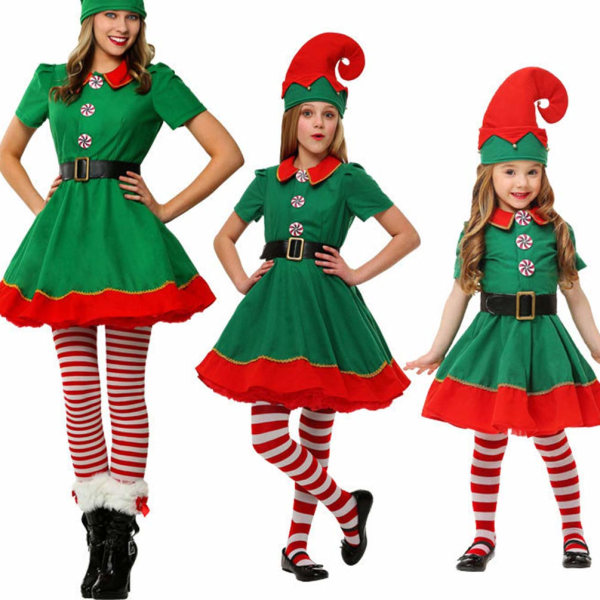 Jul Kostym Xmas Elf Outfit Jul Fancy Dress Hat girls 150