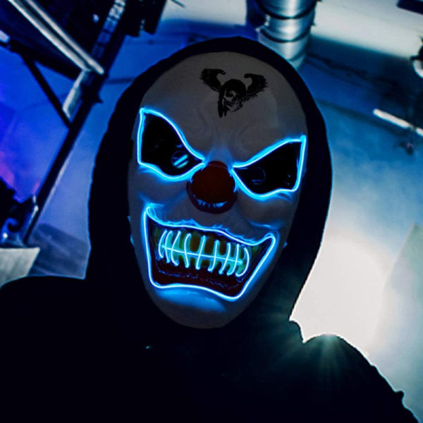 halloween skräck clown glödande mask skräck rekvisita blue