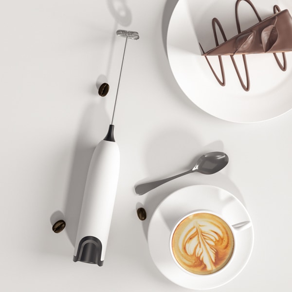 Elektrisk mjölkskummare Köksdryck Visp Mixer Omrörare Black and white