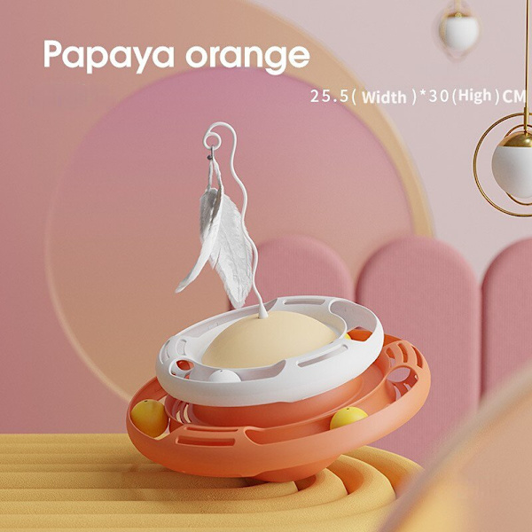 Kattunge leksak katt pinne med fjäder tumlar form orange
