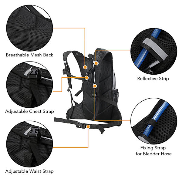 Reflekterande cykelryggsäck med hög synlighet black 21*9*40cm