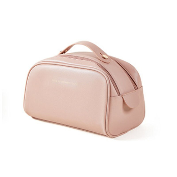 Mini-kosmetikväska i massivt läder pink