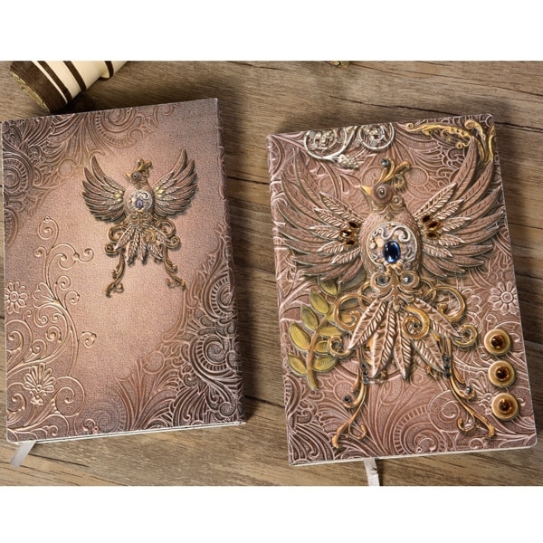 A5 3D-präglat läderutskrift Präglat Phoenix Diary Notebook Multicolor