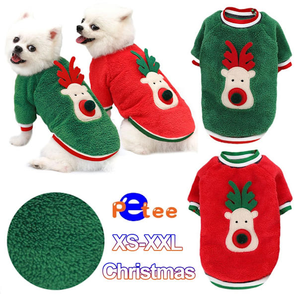 Hunde Juletøj Vinter Varm Blød Fleece Hundesweater red double extra large