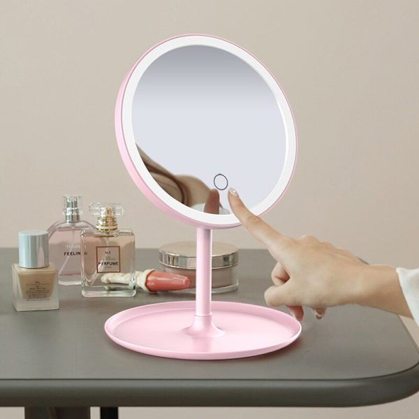 LED Makeup Spejl Lys Vanity Lights Berørbar dæmpning Tre Farve Lys USB Genopladelig white