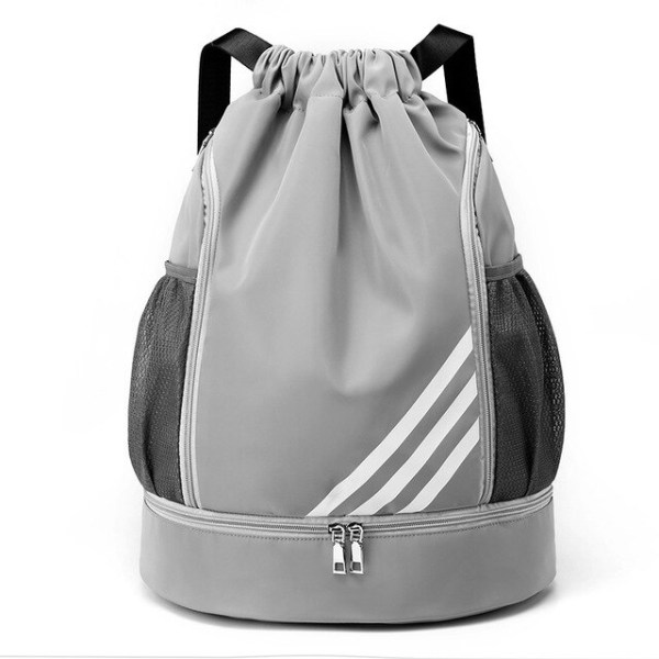 Sport Ryggsäckar fotboll dragsko väska dragsko ryggsäck gym ryggsäck Muti Fickor för resor vandring Light grey