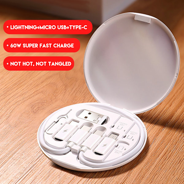 Hurtig opladning Datakabel Opbevaringsboks Mobiltelefon Holder white 6 x 6 x 1 cm