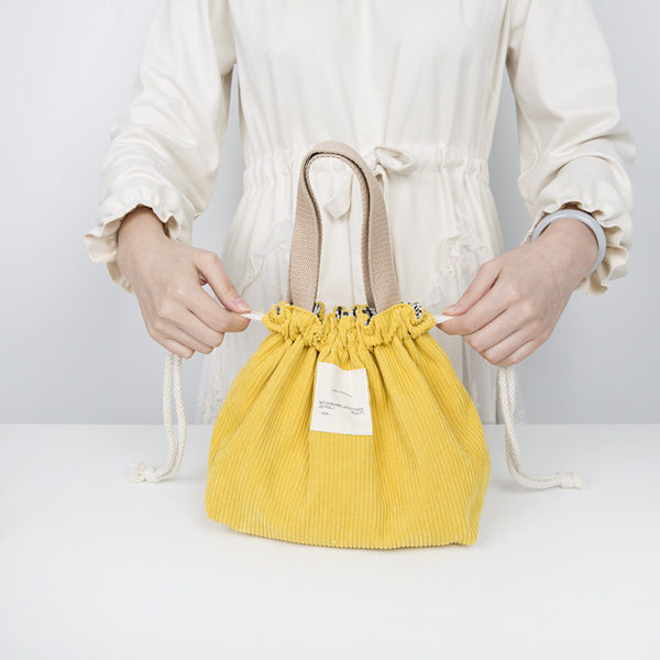 Kiristysnyörillä vakosametti kannettava lounaslaatikko yellow 19*14*20cm