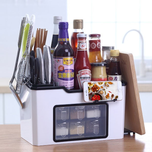Køkken Spice Box Kombinationsholder Multifunktionsstativ blue 34x21x16.5cm