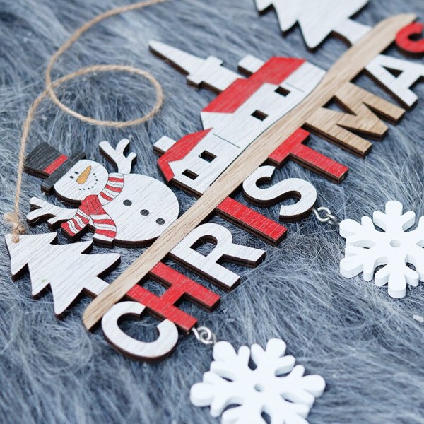Træ Juledør Hængende Oranments Væg December Merry snowman 20*19cm