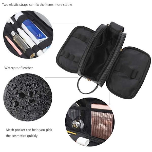 Mænd rejsetoiletartikler PU læder kosmetiktasker black 26.5*15*16 CM