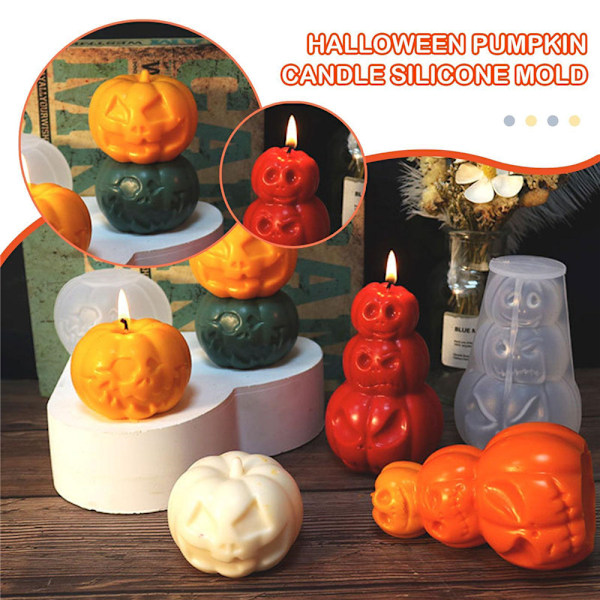 Halloween 3D Gresskarlys Silikonformer DIY Kakebaking B