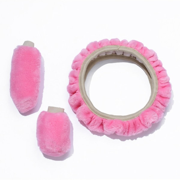 Päls Fluffig Tjock Bilratt Cover Mjuk Ull pink 38cm(diameter)