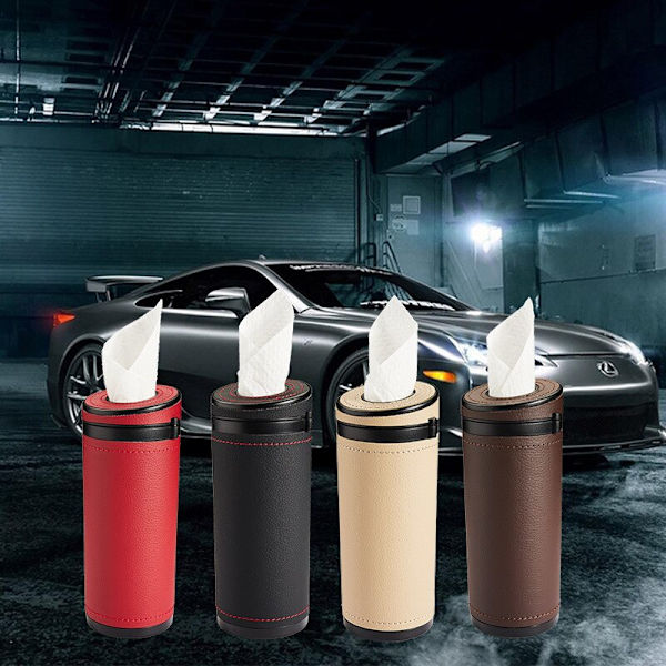 Cylinder Car Tissue Box Bärbar Allmän Auto Runt Pappersrör red 7.24 x 2.95 x 2.87cm