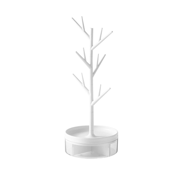 Trädformat vridbart smyckeskrin-displayställ med krok white
