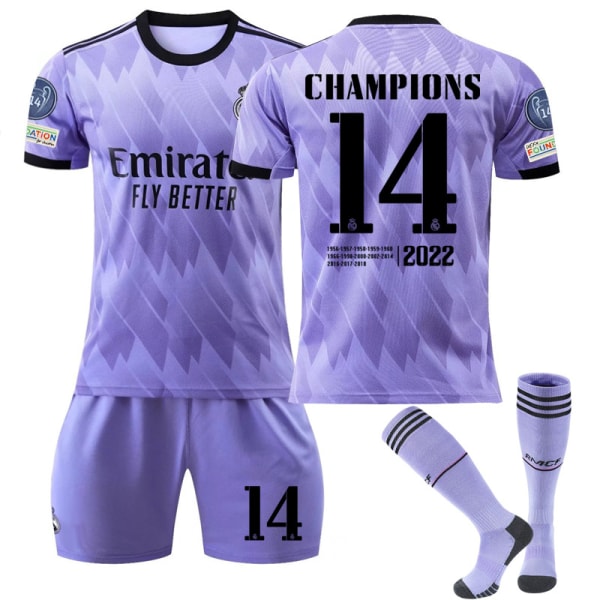 Lapsi / Aikuinen 22 23 World Cup Real Madrid -vieras Jersey Soccer Set 14 #2xl