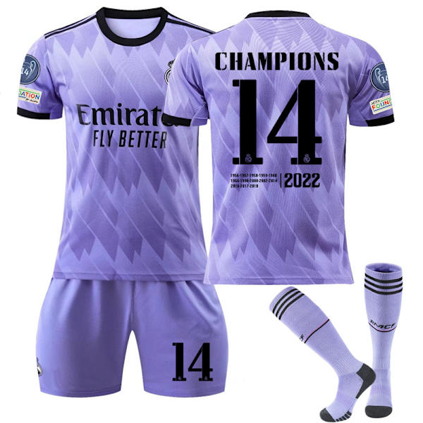 Lapsi / Aikuinen 22 23 World Cup Real Madrid -vieras Jersey Soccer Set 14 #m