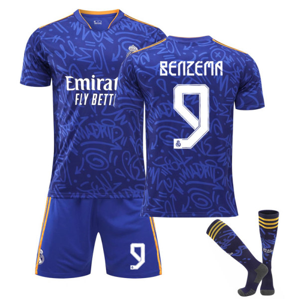 Lapsi / Aikuinen 21 22 World Cup Real Madrid -vieras Jersey Soccer Set Benzema-9 16#