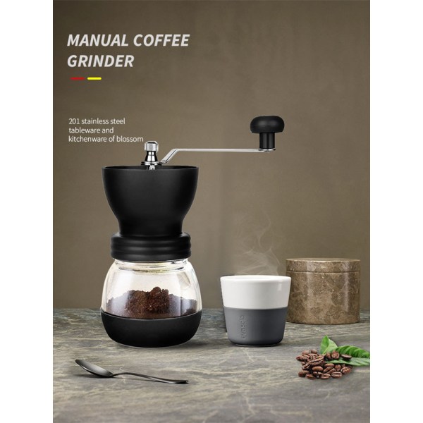 Justerbar manuell kaffekvarn med keramiska grader black 20*9cm