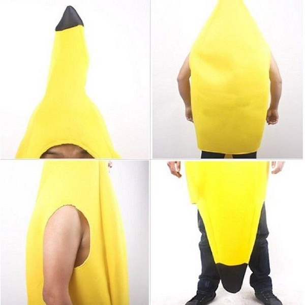 Vuxen unisex rolig banankostym gul kostym 1pc