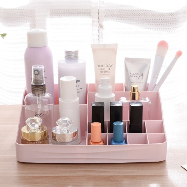 Desktop Diverse Smink Kosmetisk Make Up Case Förvaringsfodral pink 23.6*18.5*7.5cm