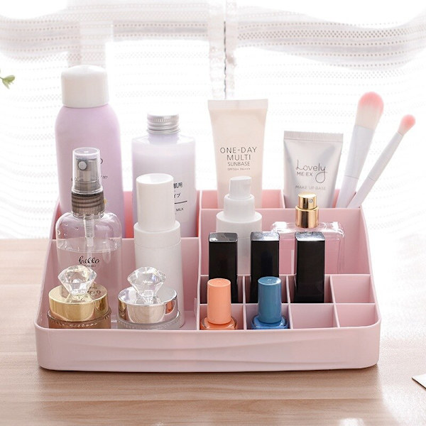 Desktop Diverse Smink Kosmetisk Make Up Case Förvaringsfodral white 23.6*18.5*7.5cm