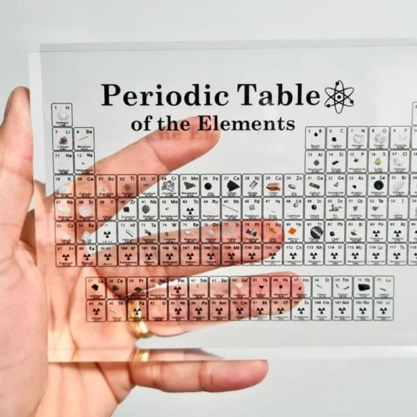 Periodisk system af grundstoffer Akryl Periodisk bord Skrivebordsdisplay med rigtige elementer Børn Undervisningsgaver Kemisk grundstof Hjem LARGE