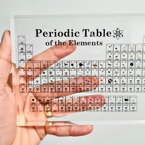 Periodiska systemet Akryl Periodiskt bord Skrivbordsdisplay med riktiga grundämnen Barn Undervisningspresenter Kemiskt element Hem LARGE